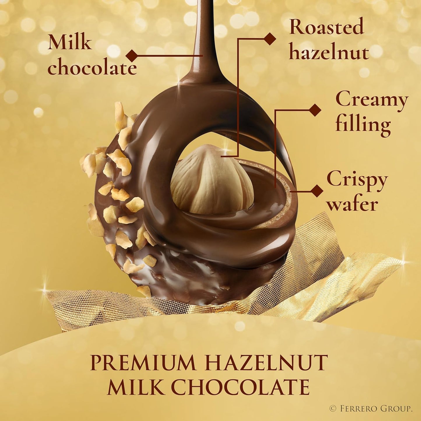 Gourmet Hazelnut Milk Chocolate Gift Box, 16 Individually Wrapped Chocolates, 7 Oz