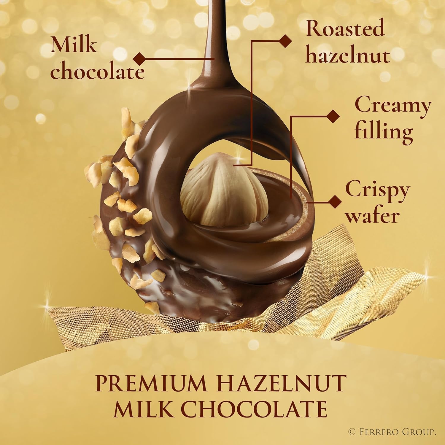 Gourmet Hazelnut Milk Chocolate Gift Box, 12 Individually Wrapped Chocolates, 5.3 Oz