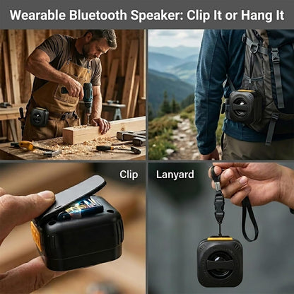 Wearable Bluetooth Speaker Clip On: 5W Wireless Small Portable Audio for Mechanical Tradespeople,Ip56 Waterproof & Dustproof/Built-In Mic for Noisy Jobsite
