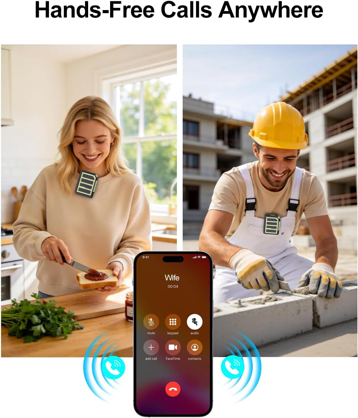 Wearable Bluetooth Speaker Mini Clip on Wireless Speaker, IPX5 Waterproof, 25H Playtime, Built in Mic for Hands Free Calls & Music, Ultra Portable Small Bluetooth Speakers for Outdoor & Jobsite Use