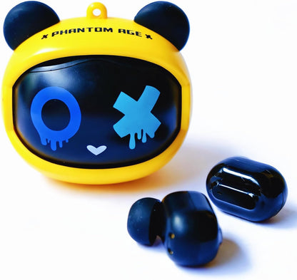 3-Side Flip Wireless Earbuds, Rotating Case, Bluetooth 5.4, IPX5 Waterproof, Stereo Sound, Stress Relief Fashion & Wearable In-Ear Headphones for Kids Adults Ios Android, Cute Bear