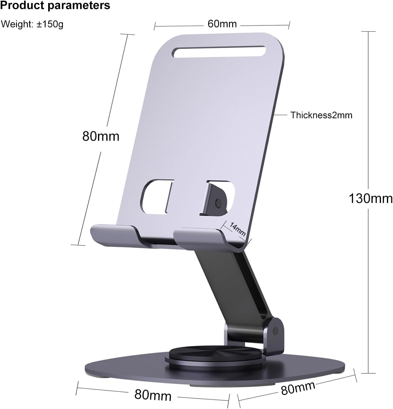 360°Rotating Phone Holder for Desk, Portable & Foldable Cell Phone Stand for Office & Kitchen, Adjustable Tablet Stand for All Mobile Phones, Iphone, Ipad, Nintendo Switch (Metal Purple)