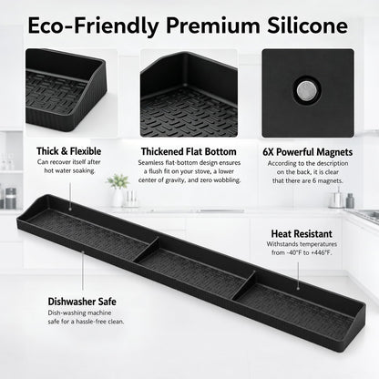 Magnetic Stove Top Shelf, over the Stove Shelf Spice Rack & Spice Organizer – 30" Heat Resistant Silicone Stove Shelf, No Drill Kitchen Storage Organizer for Gas/Electric Stoves & Small Kitchens