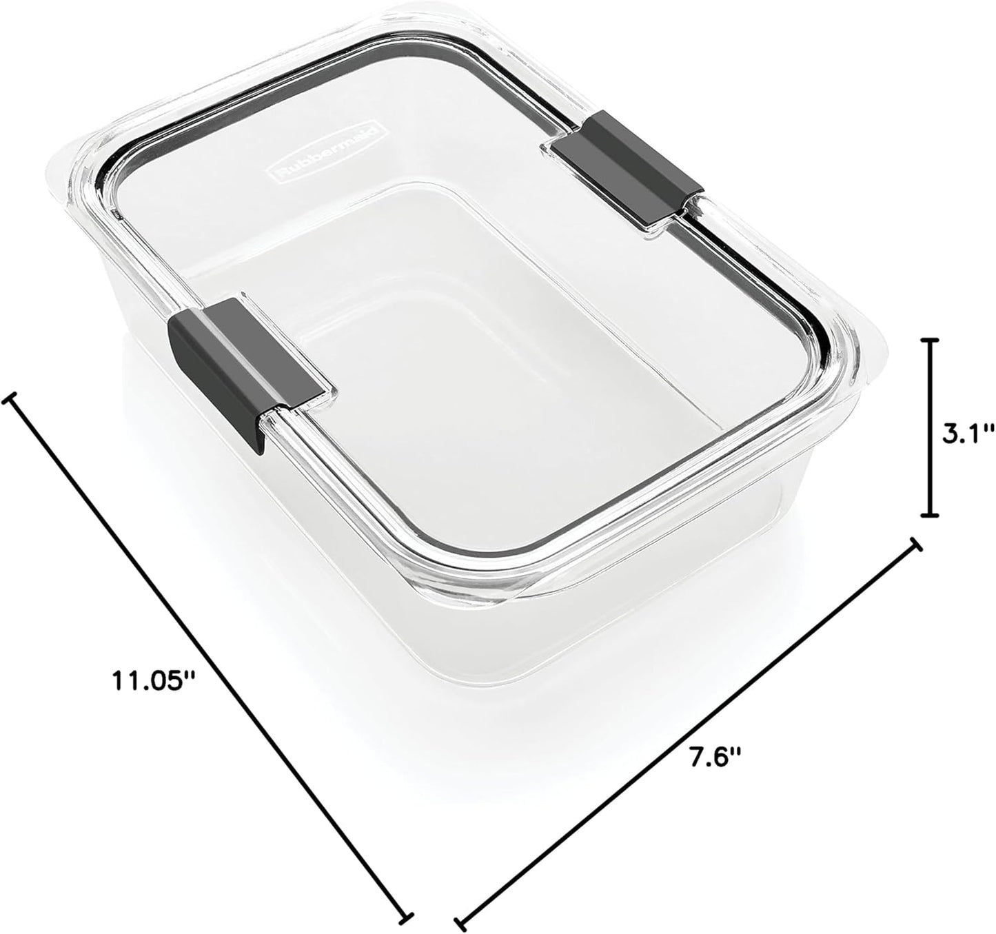Rubbermaid Brilliance Large Food Storage Container, 9.6 Cup, Bpa-Free, Leak-Proof, Clear