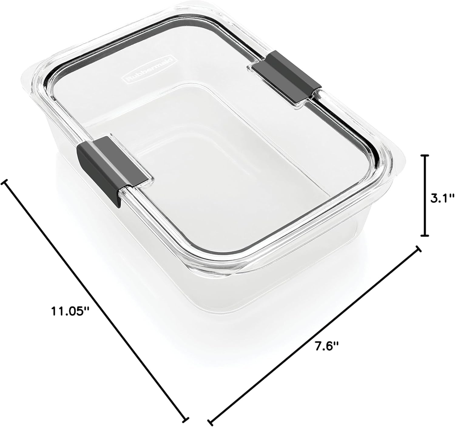 Rubbermaid Brilliance Large Food Storage Container, 9.6 Cup, Bpa-Free, Leak-Proof, Clear
