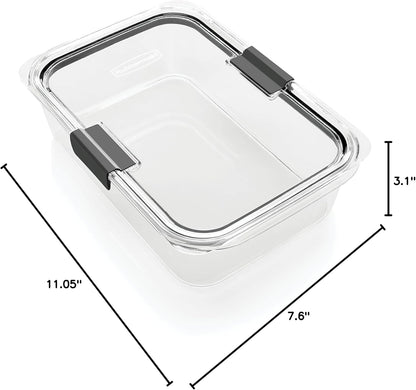 Rubbermaid Brilliance Large Food Storage Container, 9.6 Cup, Bpa-Free, Leak-Proof, Clear