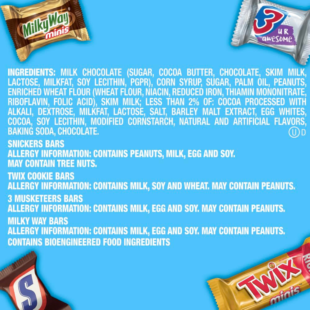SNICKERS, TWIX, MILKY WAY and 3 MUSKETEERS Soccer Watch Party Candy Individually Wrapped Chocolate Candy Bars Football Variety Pack, Sharing Size, 8.31 Oz Bulk Bag
