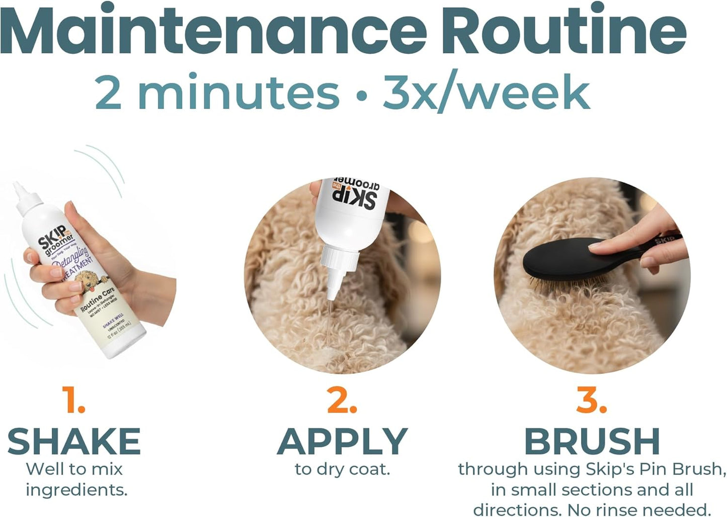 Detangling Treatment for Dogs, Leave-In Conditioner Detangler for Matted Hair, Knots & Tangles | Goldendoodles, Poodles, Doodles & Long-Haired Breeds | No Mist, Squeeze Bottle, 12 Oz