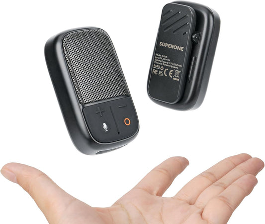 (Updated Version) Wearable Bluetooth Speaker with Voice Assistant & Mic, IPX7 Waterproof Clip-On Portable Speaker, TWS Pairing, up to 30H of Play, for Outdoor Golf Work Pool