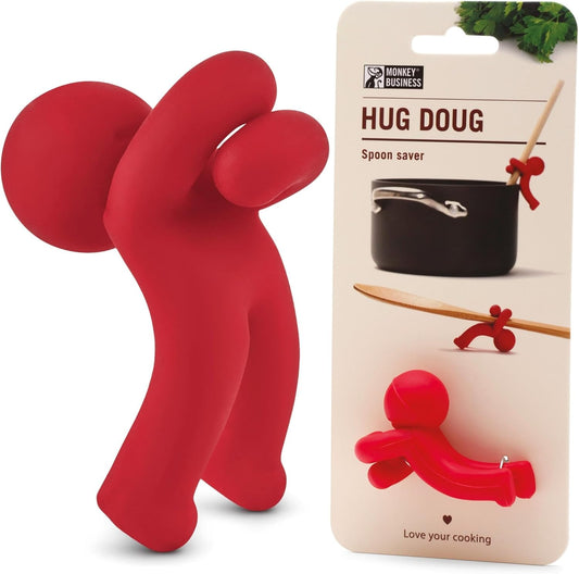 Hug Doug Spoon Saver | Spoon Holder and Lid Lifter Stopping the Spoon from Falling in | Silicone Spoon Rest | Stove Spoon Holder | Cool Kitchen Gadgets & Cute Kitchen Accessories | by