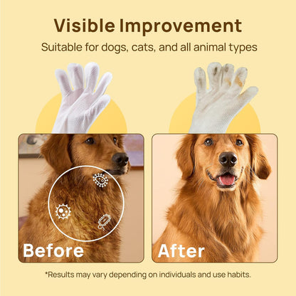 Dog Wipes Cleaning Deodorizing Glove Wipes for Dogs, Cats & Horses, Vet Recommended Hypoallergenic Hydrating & Nourishing Pet Wipes for Eyes, Ears, Butt & Paws, No-Rinse, 6Pcs Coconut Scent