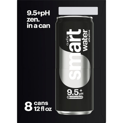Smartwater Premium Canned Alkaline Water with Antioxidants, 12 Fl. Oz. Sleek Cans, 8-Pack