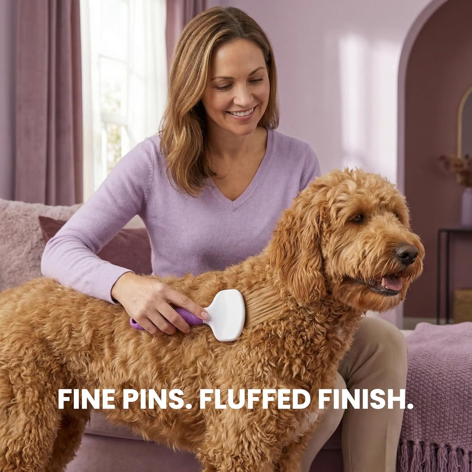 Poodle Pet Slicker Brush - for Dogs, Cats, Rabbits - Matted/Loose Fur, Knots - Suitable for Doodle/Goldendoodle Grooming and Shredding Short/Long Hair