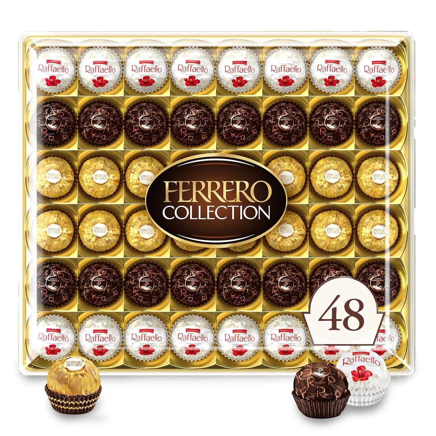 Ferrero Collection, Premium Assorted, Hazelnut, Dark Chocolate and Coconut, 48 Count Premium Treats, 6.1 Oz