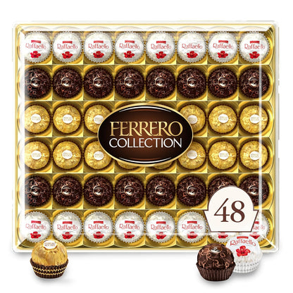 Ferrero Collection, Premium Assorted, Hazelnut, Dark Chocolate and Coconut, 48 Count Premium Treats, 6.1 Oz