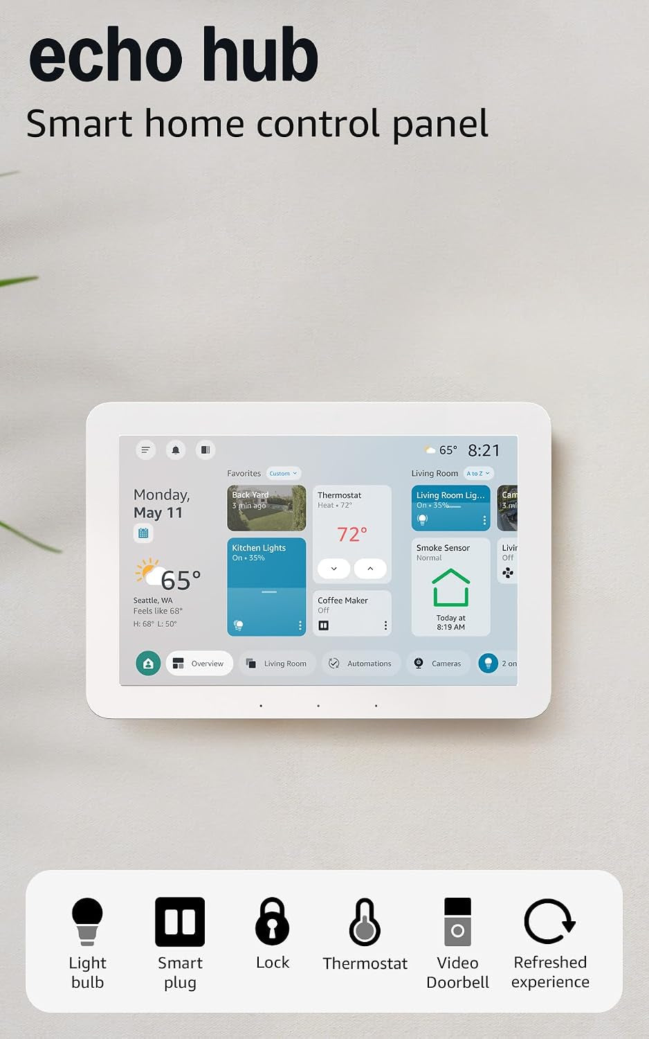 Echo Hub (Newest Model), 8” Smart Home Control Panel, Designed for Alexa+, Compatible with Thousands of Devices