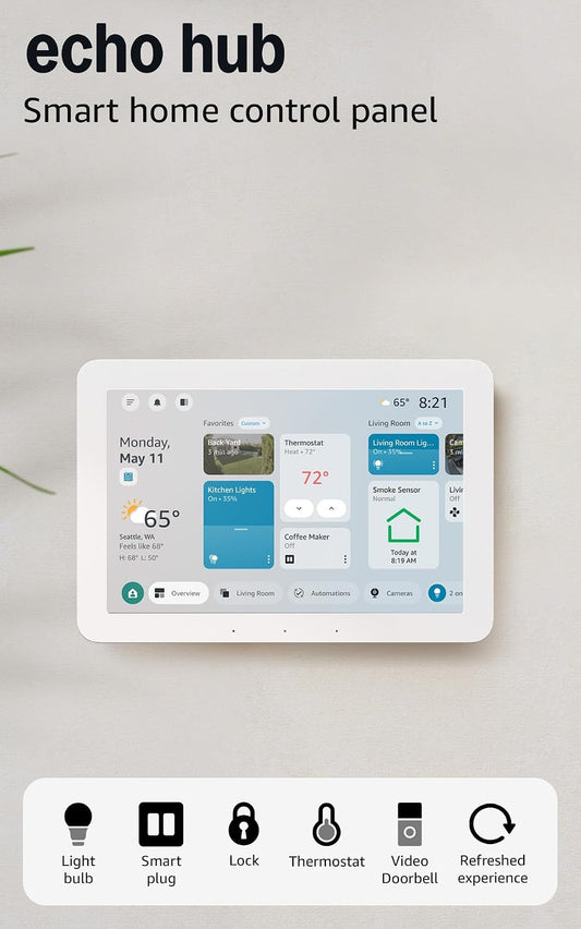 Echo Hub (Newest Model), 8” Smart Home Control Panel, Designed for Alexa+, Compatible with Thousands of Devices