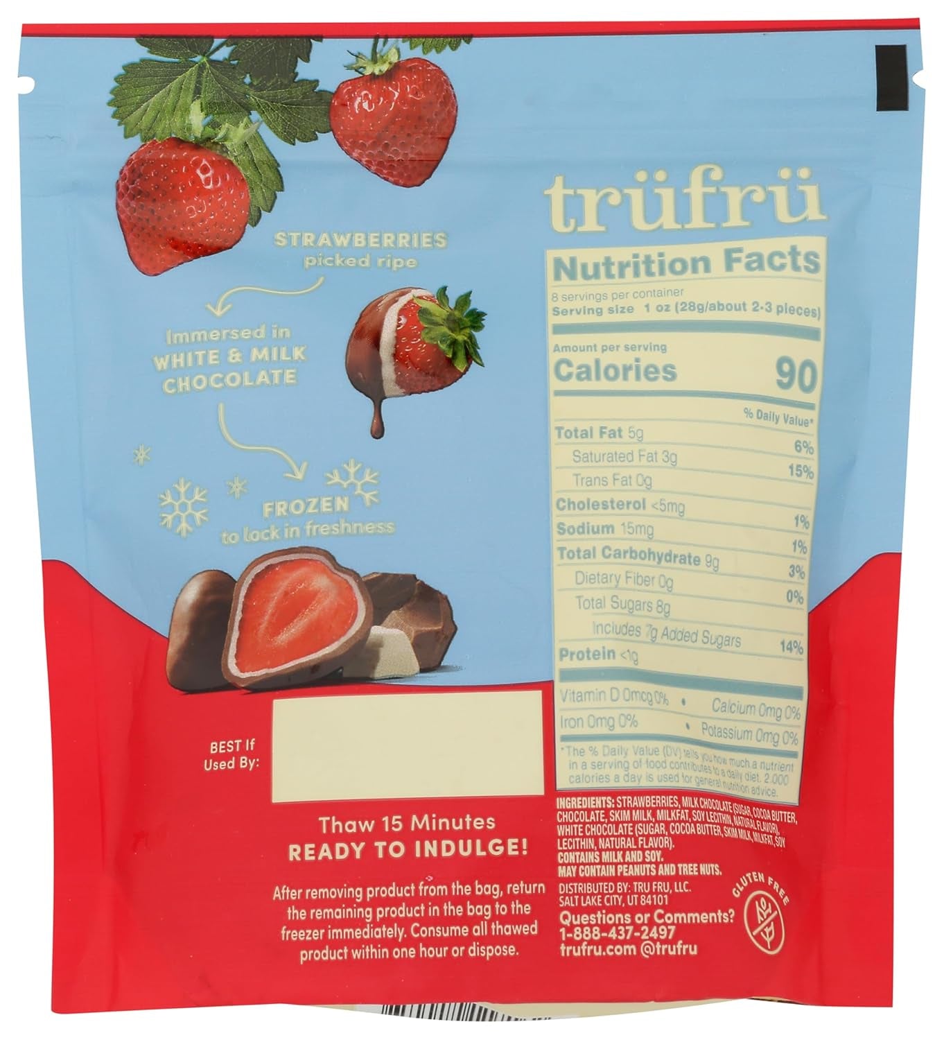 , Frozen Strawberries White and Milk Chocolate, 8 Ounce