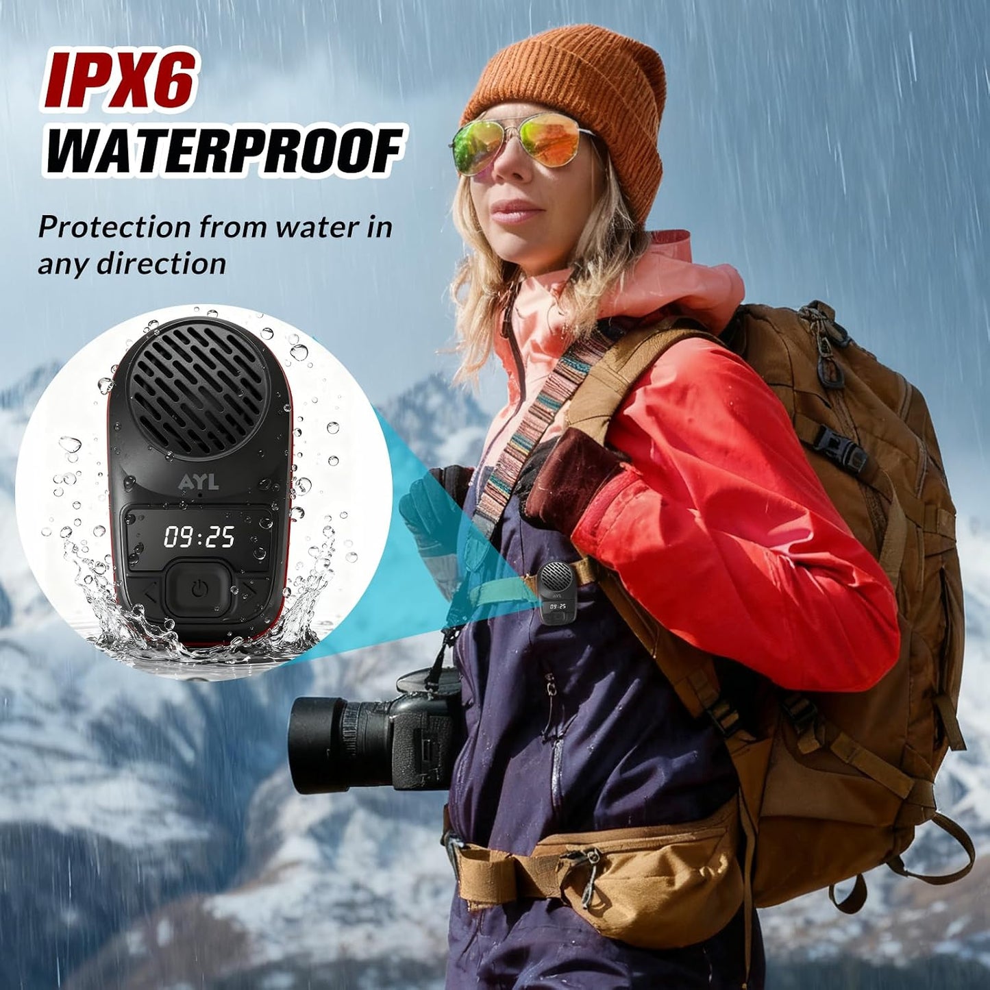 Wearable Portable Bluetooth Speakers, Wireless Portable Speaker with Clip, Waterproof Clip-On (Non-Magnetic), Built-In Mic for Hands-Free Music/Calls for Work & Outdoors, 10-Hour Playtime