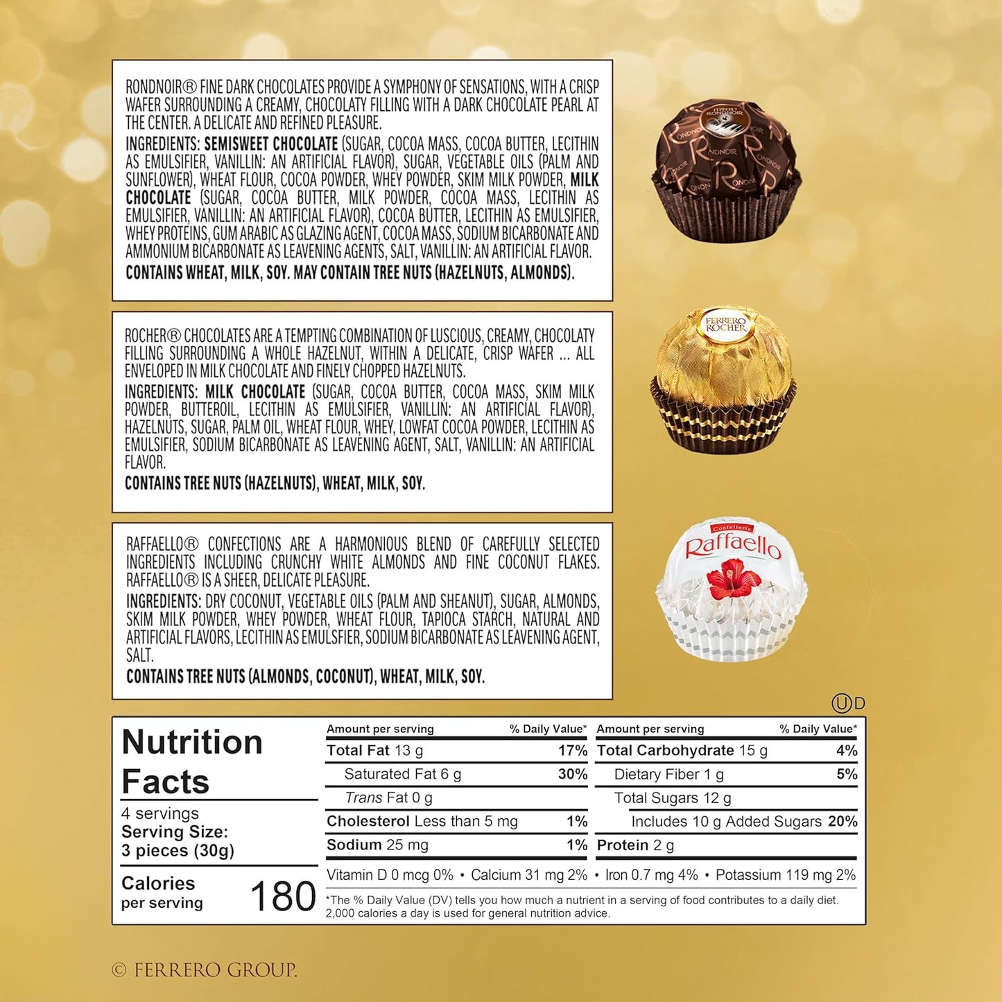 Ferrero Collection Gourmet Gift Box, 12 Assorted Confections with Hazelnut, Dark Chocolate and Coconut, 4.6 Oz