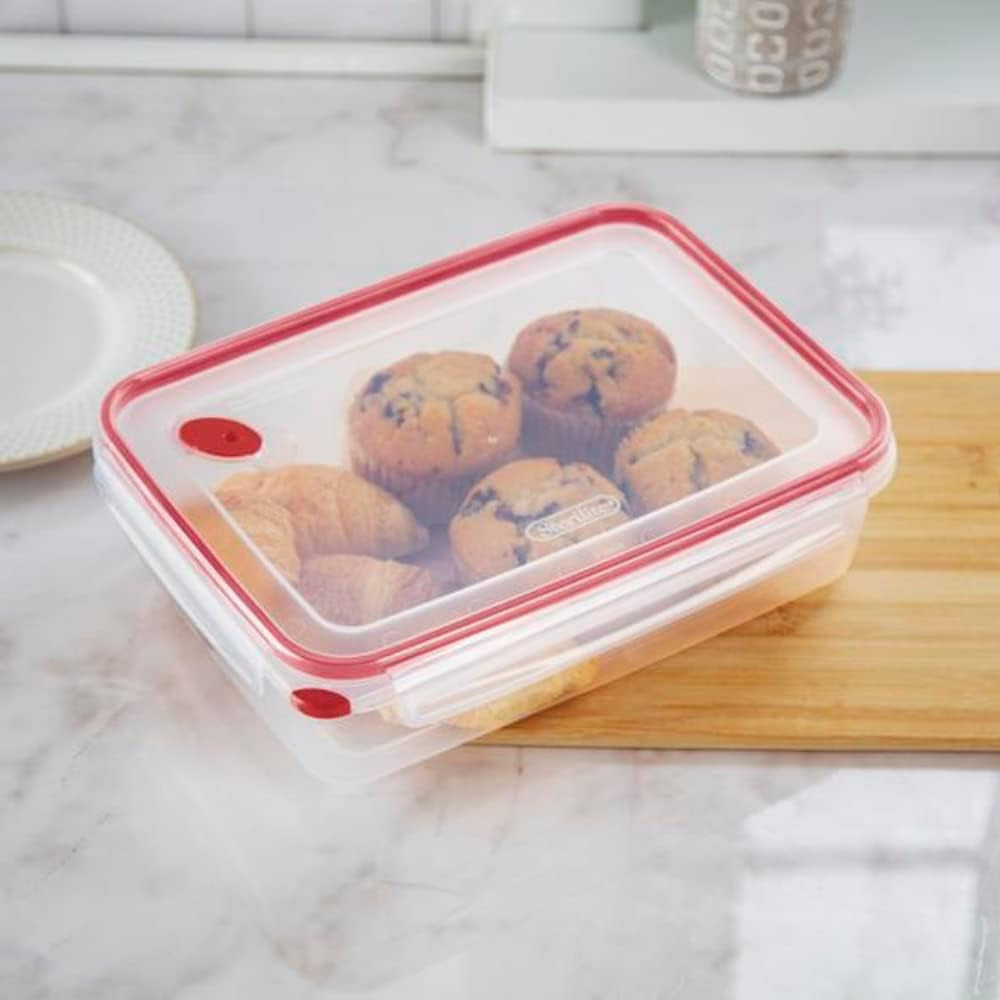 Food Storage Container Ultra-Seal Clear Rectangular 16 Cup, Rocket Red Trim
