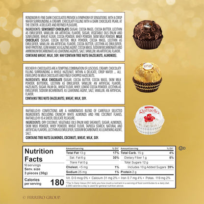 Ferrero Collection, Premium Assorted, Hazelnut, Dark Chocolate and Coconut, 48 Count Premium Treats, 6.1 Oz