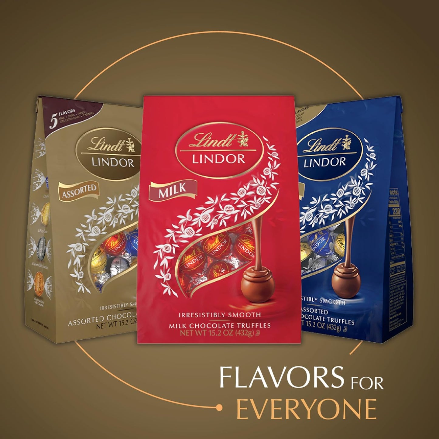 LINDOR Assorted Chocolate Candy Truffles, Chocolate with Smooth, Melting Truffle Center, 15.2 Oz. Bag