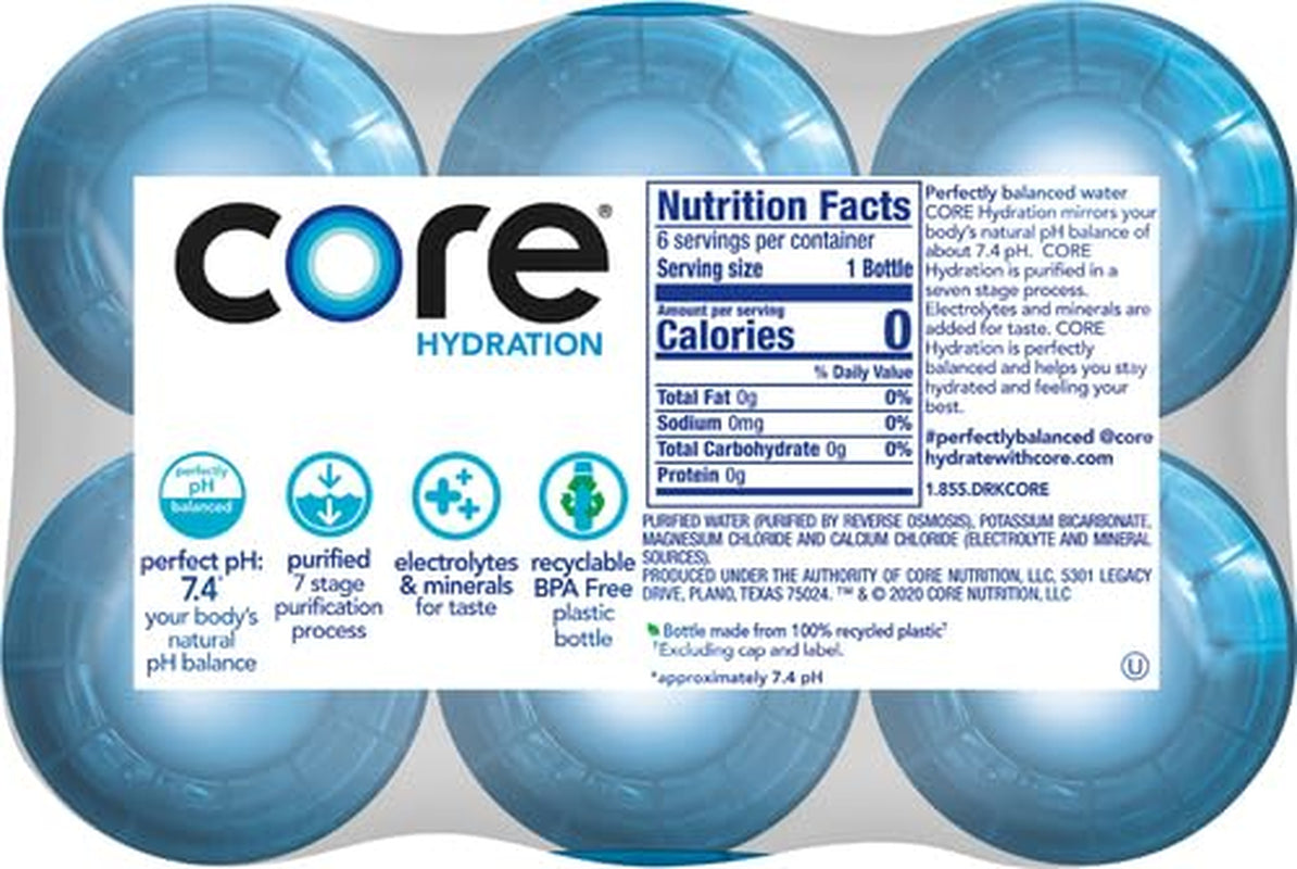 Hydration Nutrient Enhanced Water, 16.9 Fluid Ounce (.5 Liter) Water Bottles, 6 Pack