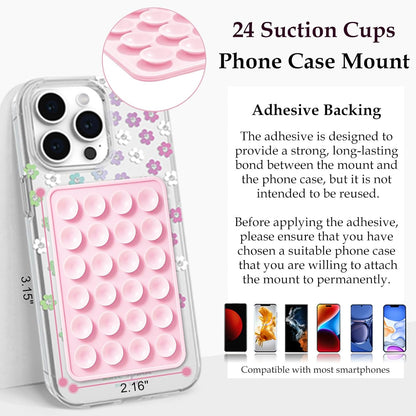 Anteel Silicone Suction Phone Case Mount, Silicon Adhesive Phone Accessory for Smartphones, Hands-Free Mirror Shower Phone Holder for Selfies, Tiktok Videos (Light Pink)