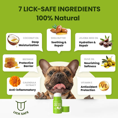 Lick-Safe Dog Paw & Nose Balm with Coconut Oil | All-Natural Moisturizer & Soother for Dry, Cracked Pads & Snout | Heat & Cold Pavement Protection Wax | Horse Hoof, Joint Care (1.3 Oz