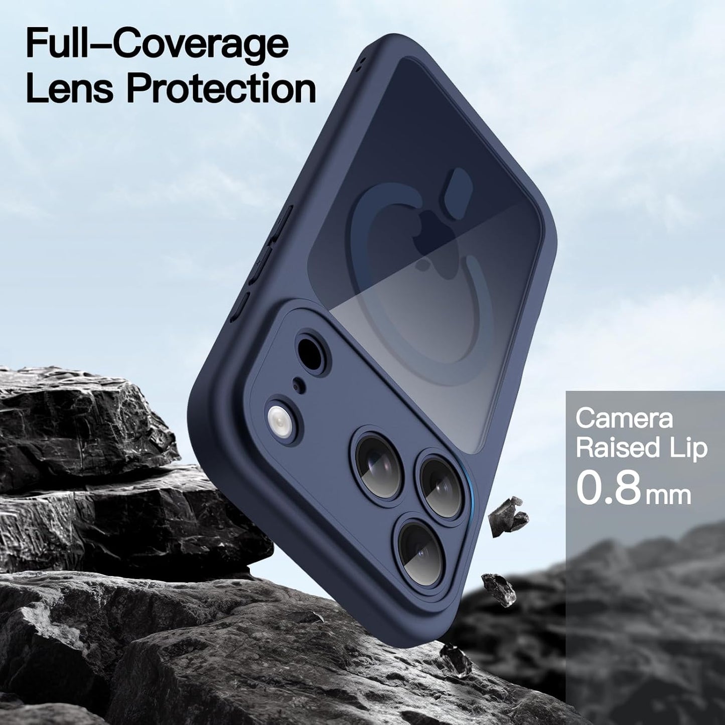 Case for Iphone 17 Pro Max 6.9-Inch with Built-In Tempered Glass Screen Protector and Camera Control Button, Compatible with Magsafe, 360 Degree Full Body Cover (Deep Blue)