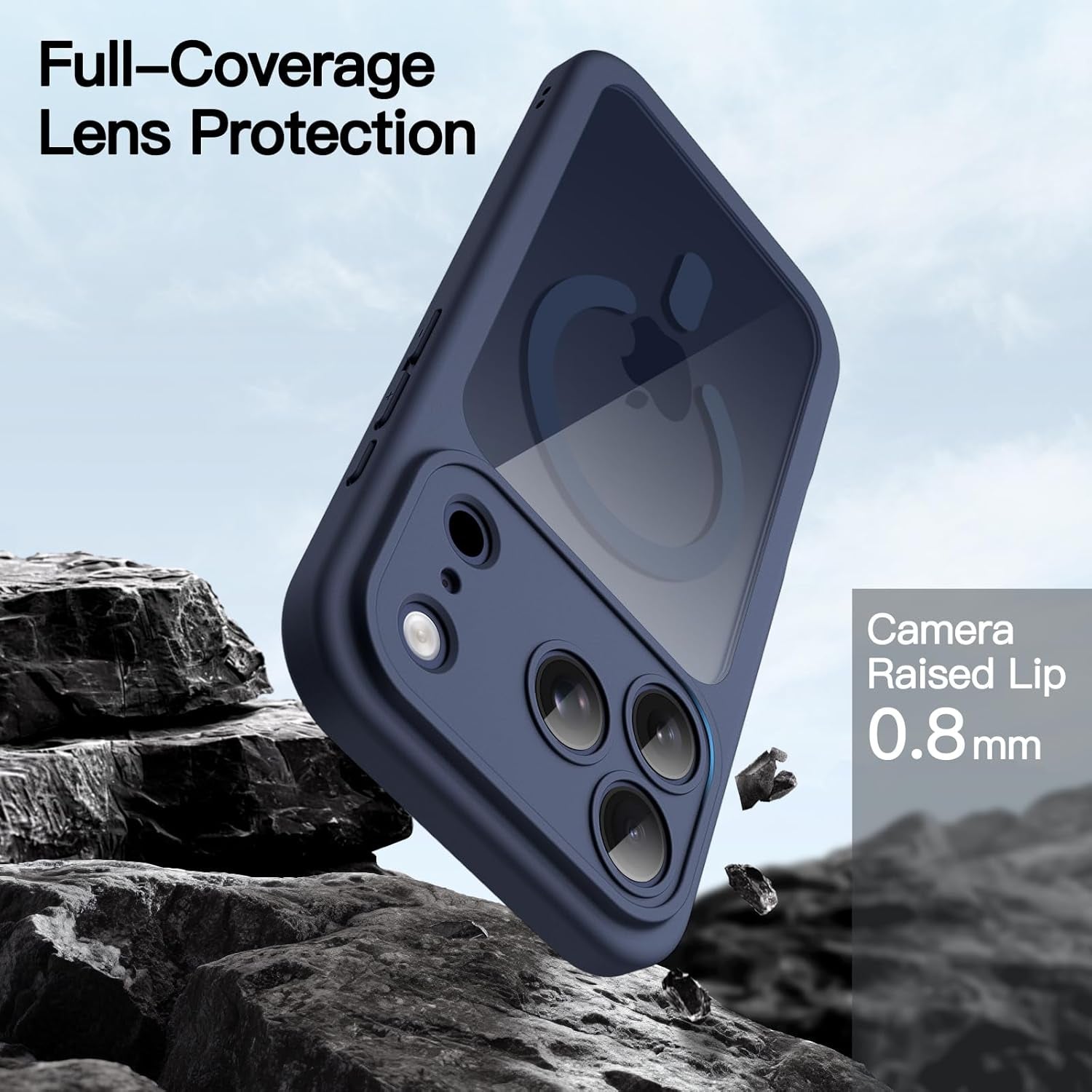 Case for Iphone 17 Pro Max 6.9-Inch with Built-In Tempered Glass Screen Protector and Camera Control Button, Compatible with Magsafe, 360 Degree Full Body Cover (Deep Blue)