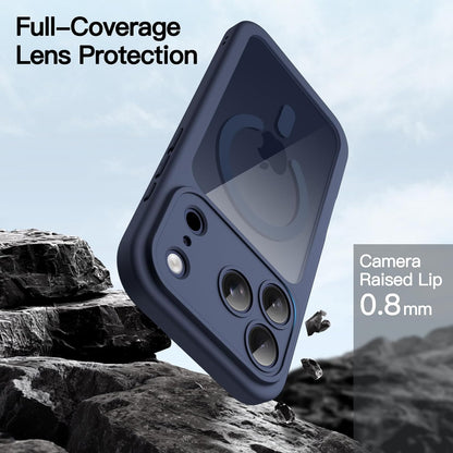 Case for Iphone 17 Pro Max 6.9-Inch with Built-In Tempered Glass Screen Protector and Camera Control Button, Compatible with Magsafe, 360 Degree Full Body Cover (Deep Blue)
