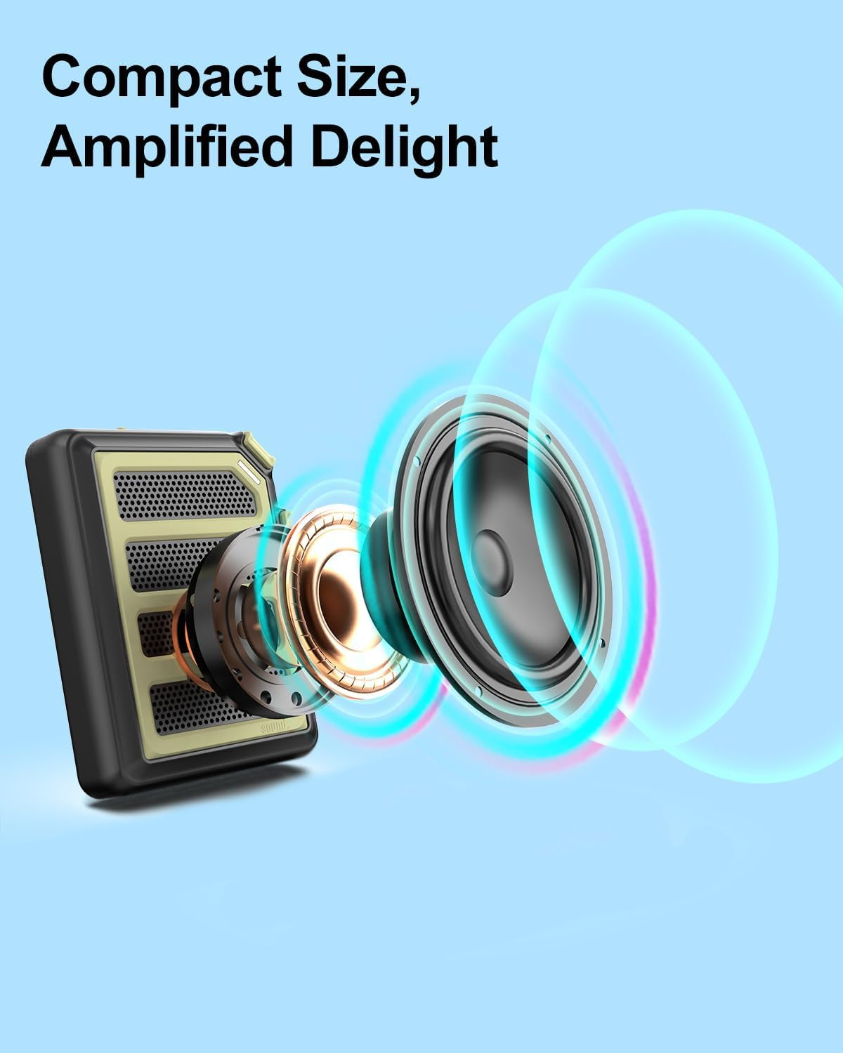 Wearable Bluetooth Speaker Mini Clip on Wireless Speaker, IPX5 Waterproof, 25H Playtime, Built in Mic for Hands Free Calls & Music, Ultra Portable Small Bluetooth Speakers for Outdoor & Jobsite Use