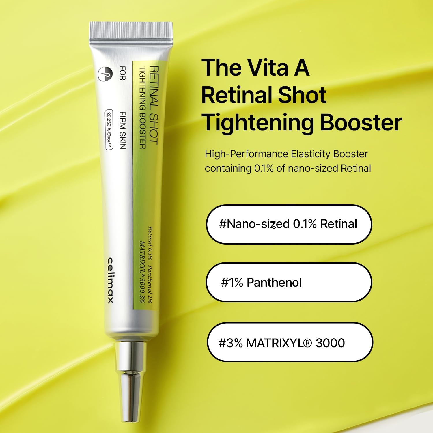 the Vita a Retinal Shot Tightening Booster | 0.1% Retinal, 3% Matryxyl, High-Strength Retinoid for Anti-Aging, Pore Minimizer, Wrinkles & Fine Lines, Firmer Skin, 15Ml, Korean Skin Care Gift