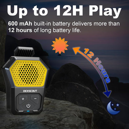 Wearable Bluetooth Speaker, Portable Wireless Clip-On Mini Water-Resistant Speaker, 12H Playtime, Built-In Mics for Hands-Free, Small Wireless Bluetooth for Jobsite/Sports/Outdoor
