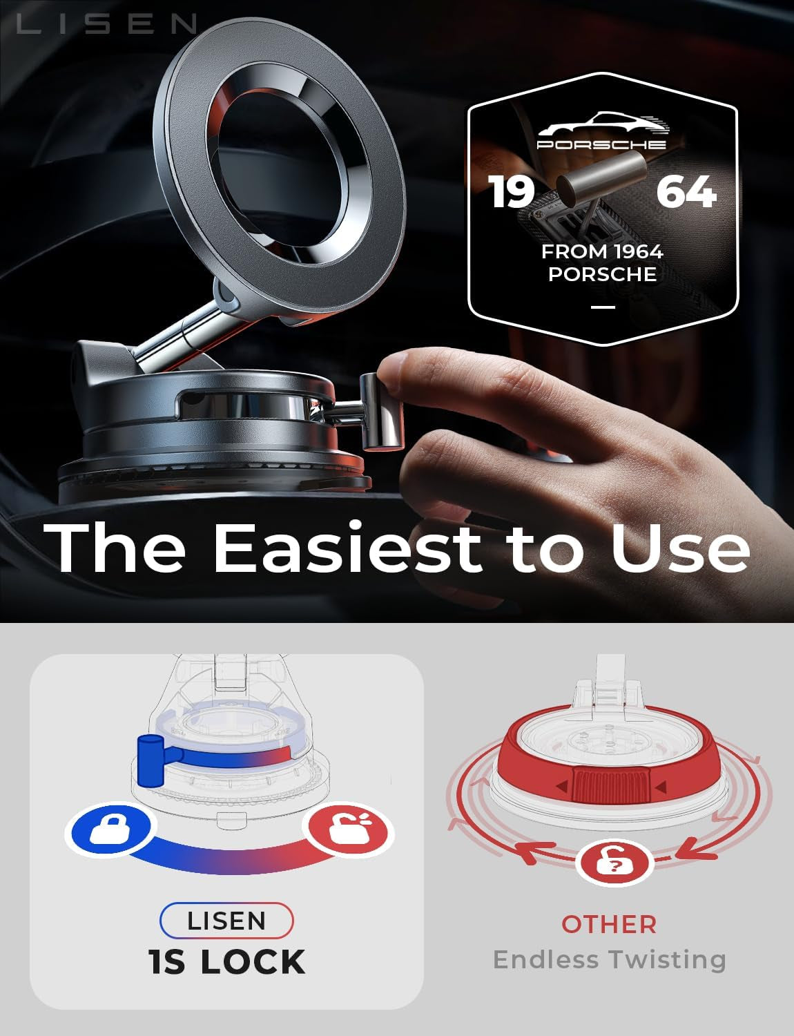 for Magsafe Car Mount, Magnetic Phone Holders for Your Car Vacuum, Phone Mount for Car Accessories for Women Men Jeep BMW, Suction Phone Holder Gifts Kits, for Iphone 17 Pro Max 16 15 14 13 12