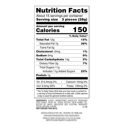 Godiva Masterpiece Dark Chocolate Bag, Individually Wrapped with Ganache Center, Gourmet Gift for Birthday, Holiday, Kosher, Halal, 15Oz