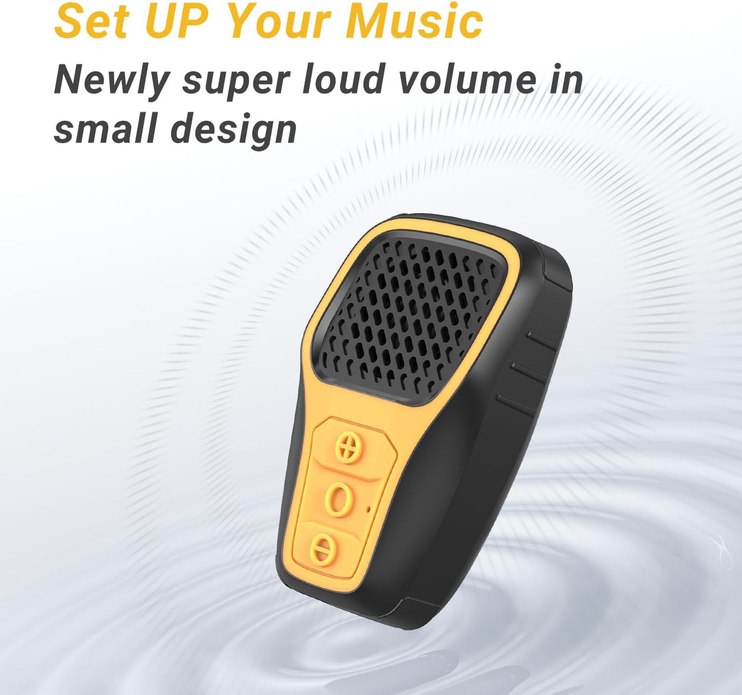 Wearable Bluetooth Speaker, IP67 Waterproof Clip-On Mini Portable Speakers, Wireless Clip Speaker with Built-In Mic, Hands-Free Music and Calls for Work/Riding/Golf/Outdoor(Yellow)