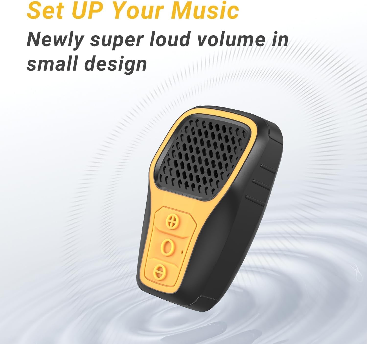 Wearable Bluetooth Speaker, IP67 Waterproof Clip-On Mini Portable Speakers, Wireless Clip Speaker with Built-In Mic, Hands-Free Music and Calls for Work/Riding/Golf/Outdoor(Yellow)
