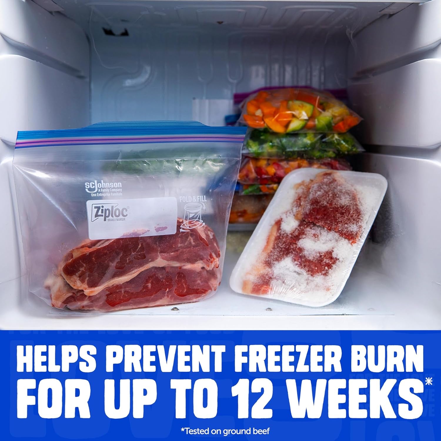Ziploc Gallon Food Storage Freezer Bags, Stay Open Design, Easy to Fill, 66 Count