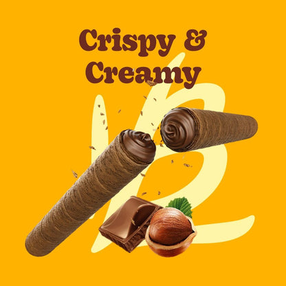 Bauducco Wafer Rolls, Crispy Chocolate Wafer Rolls Filled with Creamy Hazelnut, 14.1 Oz (Pack of 1)