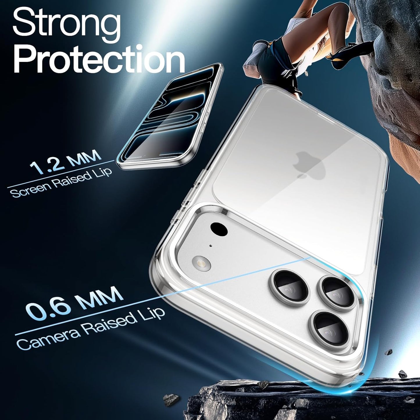 Case for Iphone 17 Pro Max 6.9-Inch, Non-Yellowing Shockproof Phone Bumper Cover, Anti-Scratch Clear Back (Clear)