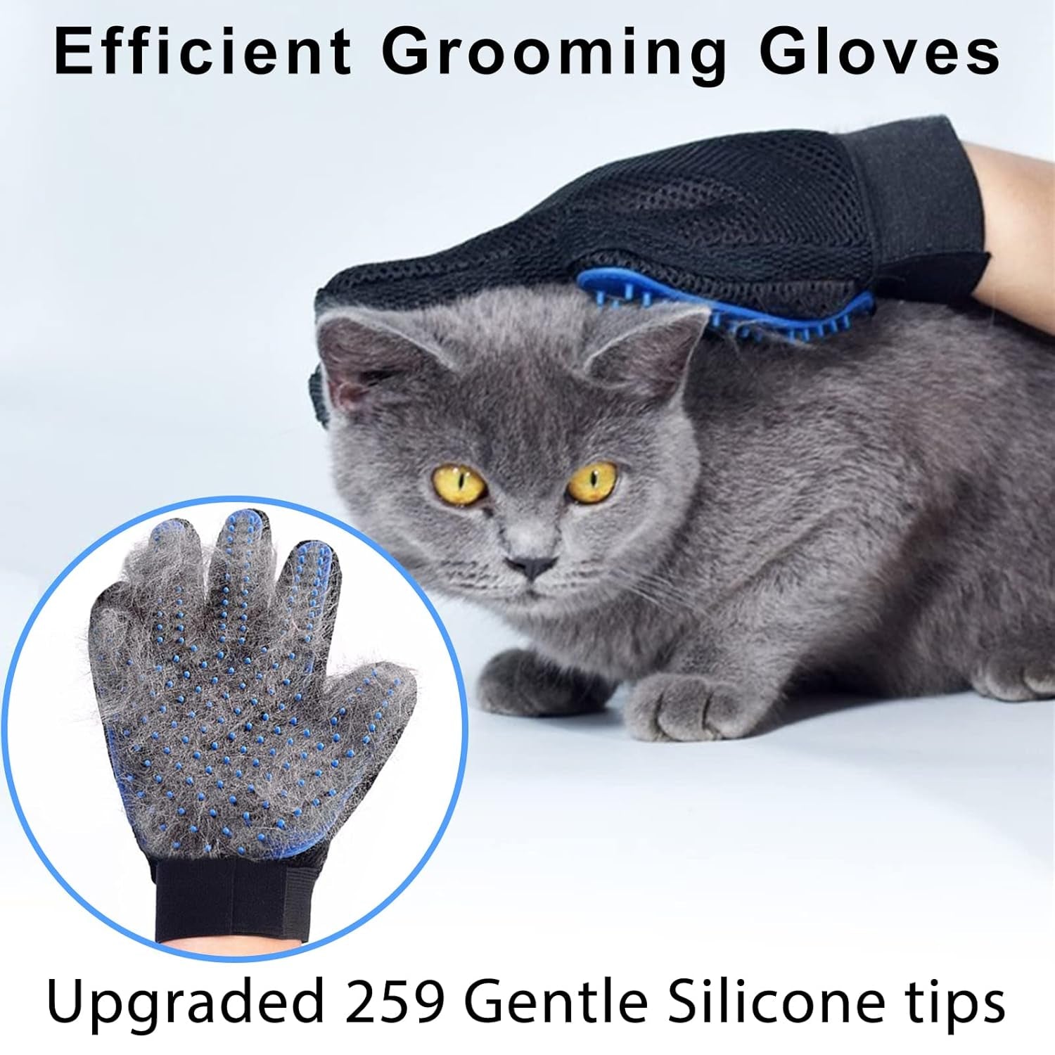 Cat Grooming Glove Brush,Pet Hair Remover Tool,Reusable Dog Hair Fur Remover for Carpet,Furniture,Couch,Clothes,Eco-Friendly and High Efficiency