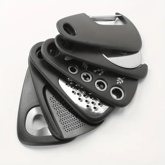 6-Piece Stainless Steel Kitchen Gadget Set, Portable Utensil Accessories for RV Camping & Outdoor,Stackable with Pizza, Fruit, Herb Stripper Bottle Opener, Grinder, Cheese Grater-No Electricity Needed