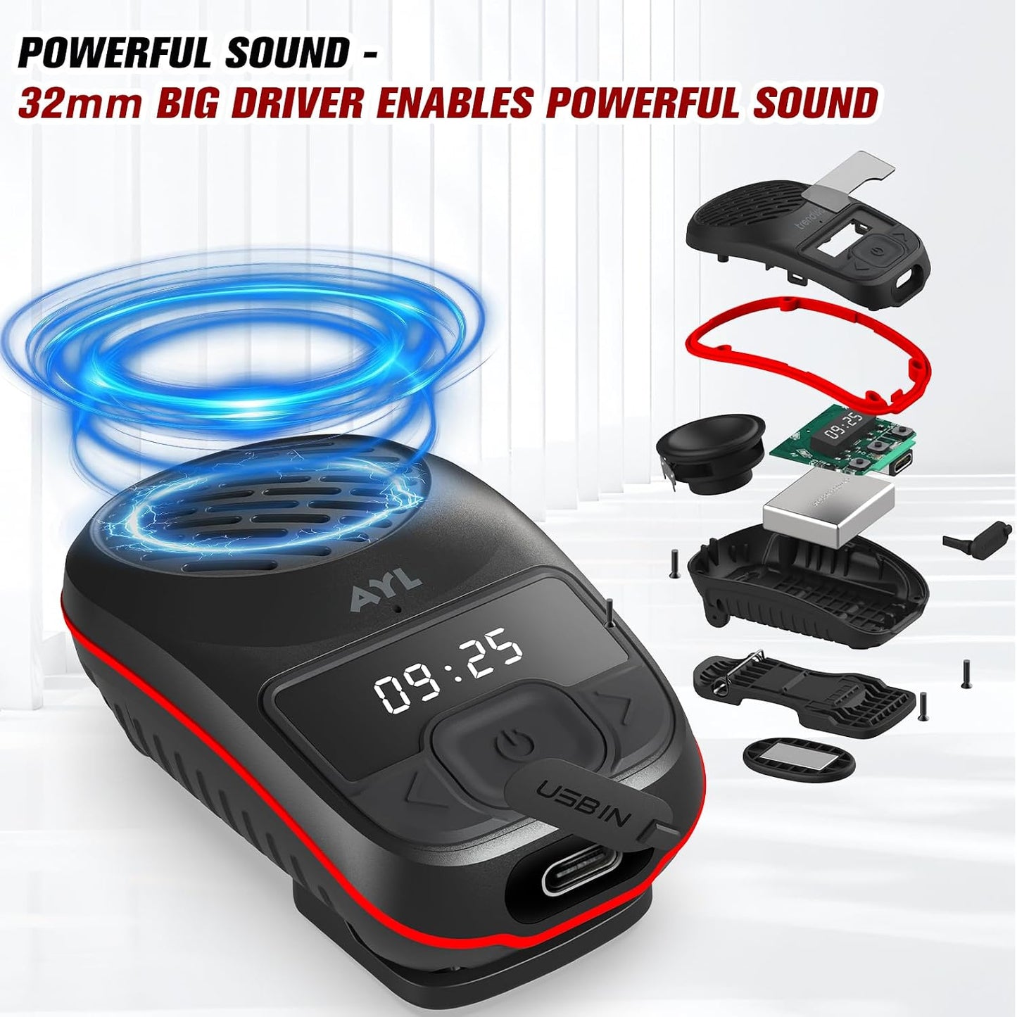 Wearable Portable Bluetooth Speakers, Wireless Portable Speaker with Clip, Waterproof Clip-On (Non-Magnetic), Built-In Mic for Hands-Free Music/Calls for Work & Outdoors, 10-Hour Playtime