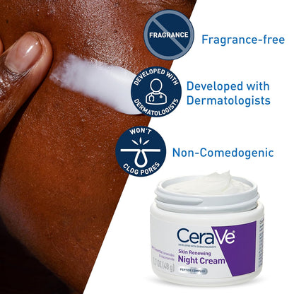 Skin Renewing Night Cream, Peptide Complex, Hyaluronic Acid & Ceramide Moisturizer for Face, 1.7 Ounce