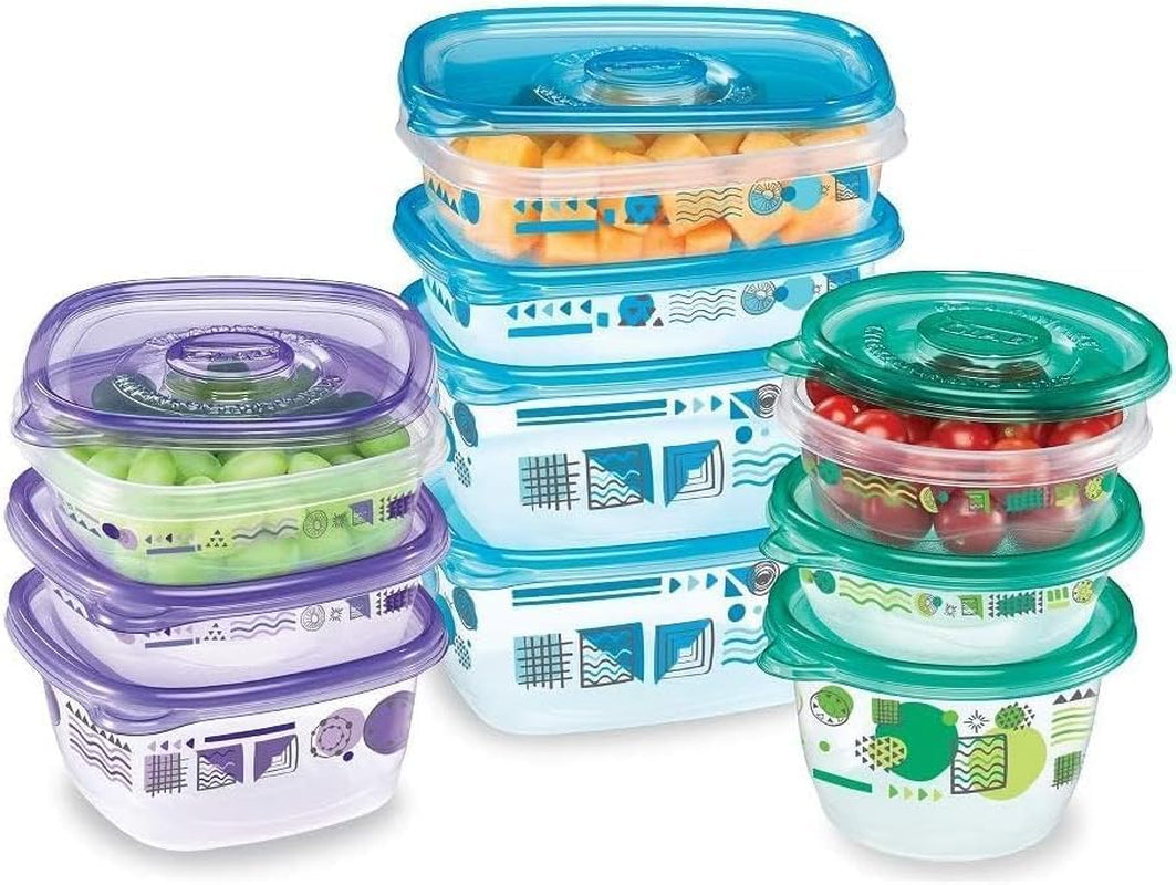 ware Matchware Food Storage Containers with Lids, BPA Free Reusable Plastic 20 Piece Variety Pack for Lunches, Meal Prep, and Leftovers, Leak Resistant, Microwave and Dishwasher Safe