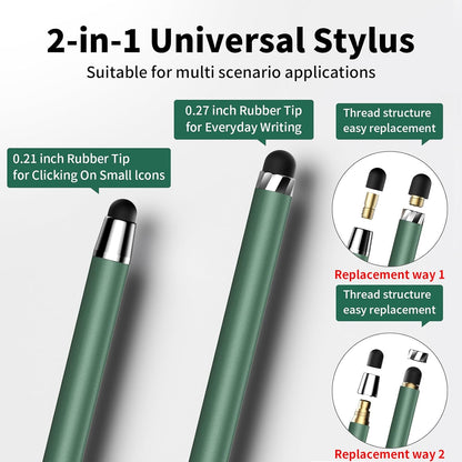 Stylus Pen for Touchscreen(5 Pcs) 2-In-1 Stylus Pen for Ipad | High Sensitivity Precision Suitable for Touch Screens of Iphone/Ipad/Android Tablet(Black/White/Gray/Gold/Dark Green)