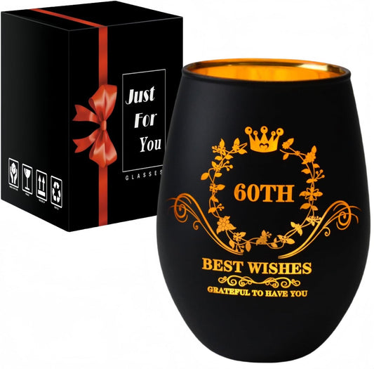 60Th Birthday Gifts for Women and Men, Vintage Engraved 1965-2025 Wine Glasses, Funny 60 Bday Gifts Idea for Mom, Dad, Friends, Coworker, 60 Year Old Birthday Party Decorations (60 TH)